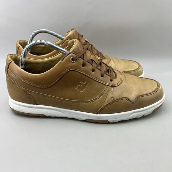 FootJoy Spikeless Golf Sneakers‎ Men Size 10.5 M Brown Leather Casual Low Shoes main image 5
